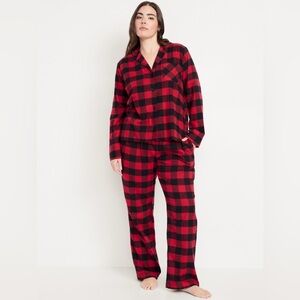 Women’s Black/Red Buffalo plaid Flannel Pajama Set 2x,3x